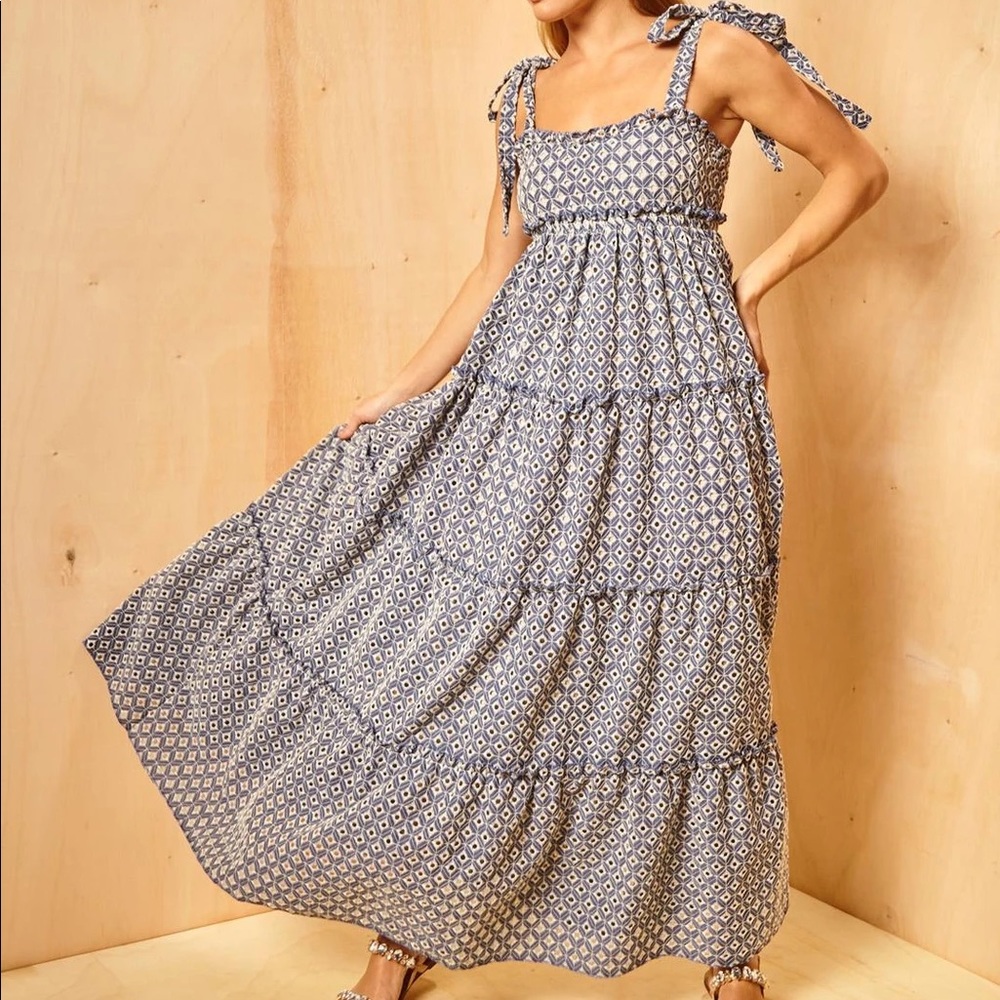 Le Cloches by Fabiana Justus long maxi blue summer dress